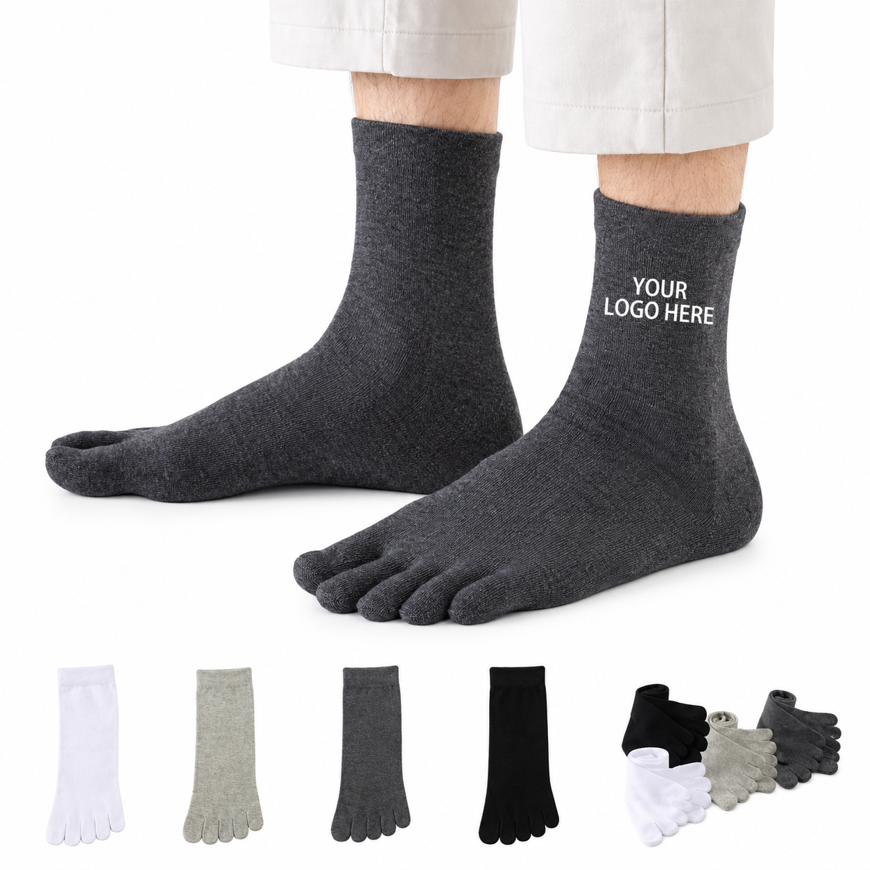 Mens Five Toe Cotton Blend Socks