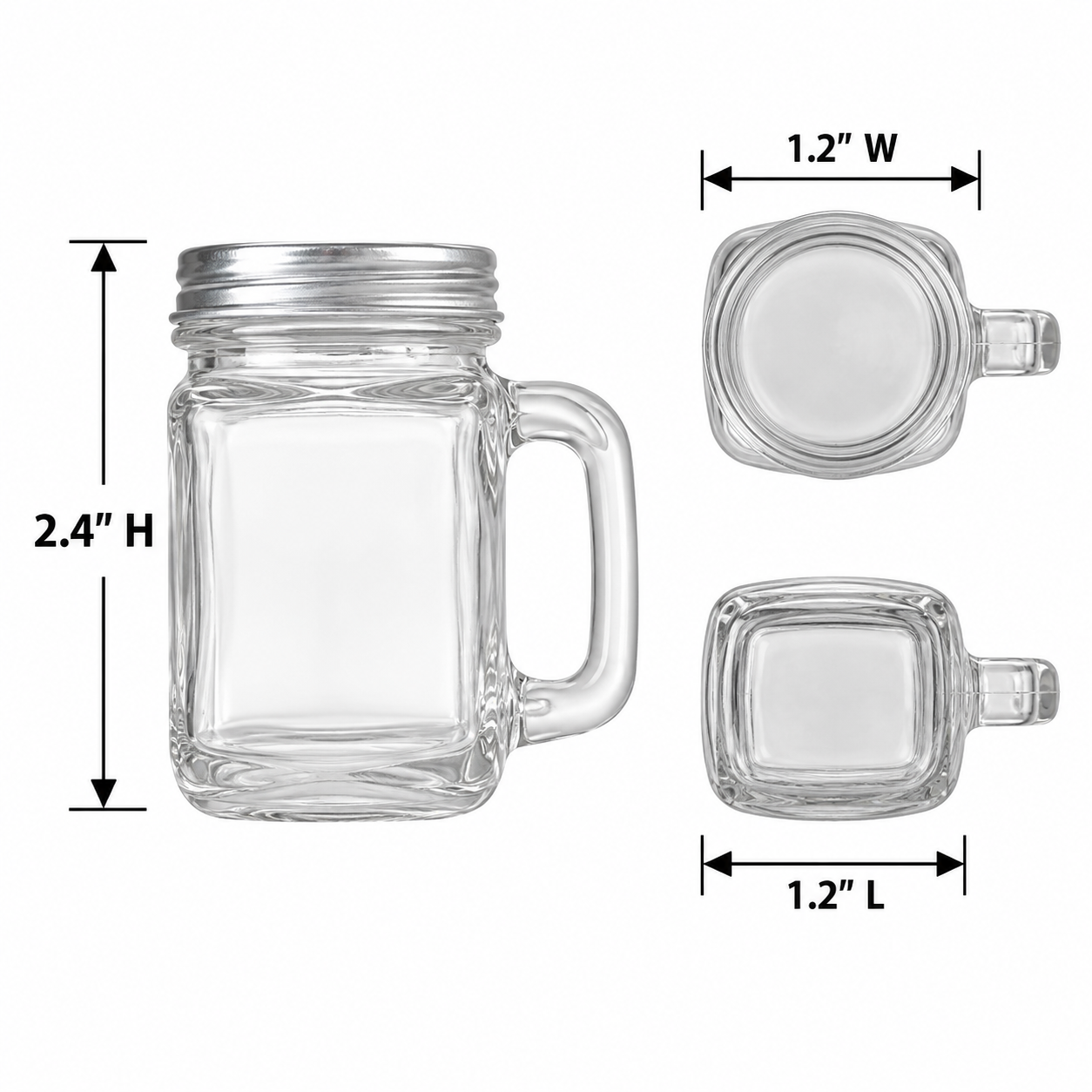 Mini Glass Mason Jar with Lid and Handle