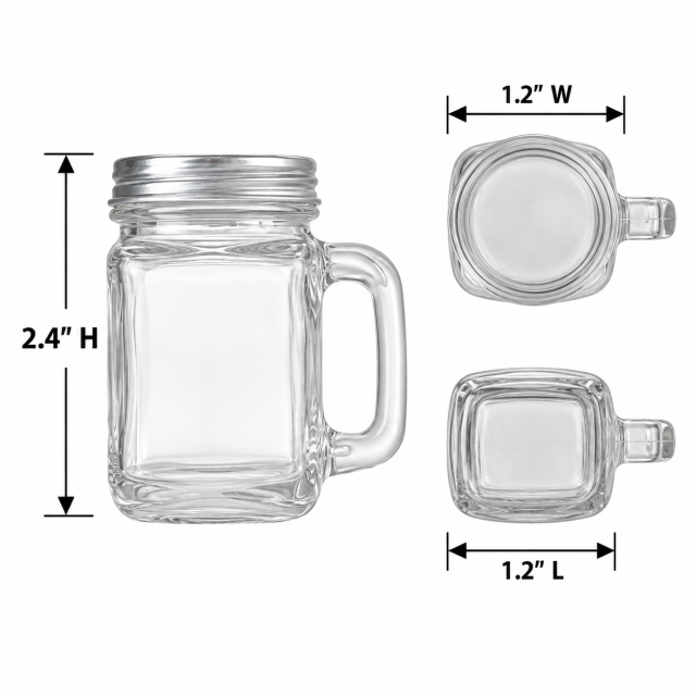 Mini Glass Mason Jar with Lid and Handle