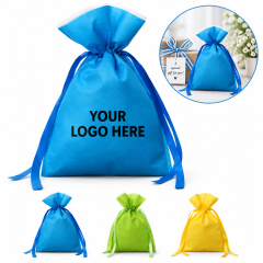 Non Woven Drawstring Gift Bag With Satin Ribbon