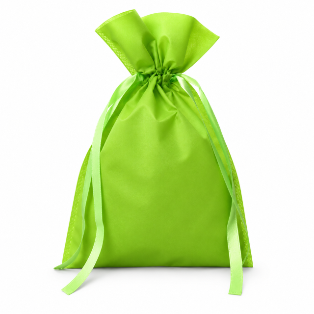 Non Woven Drawstring Gift Bag With Satin Ribbon