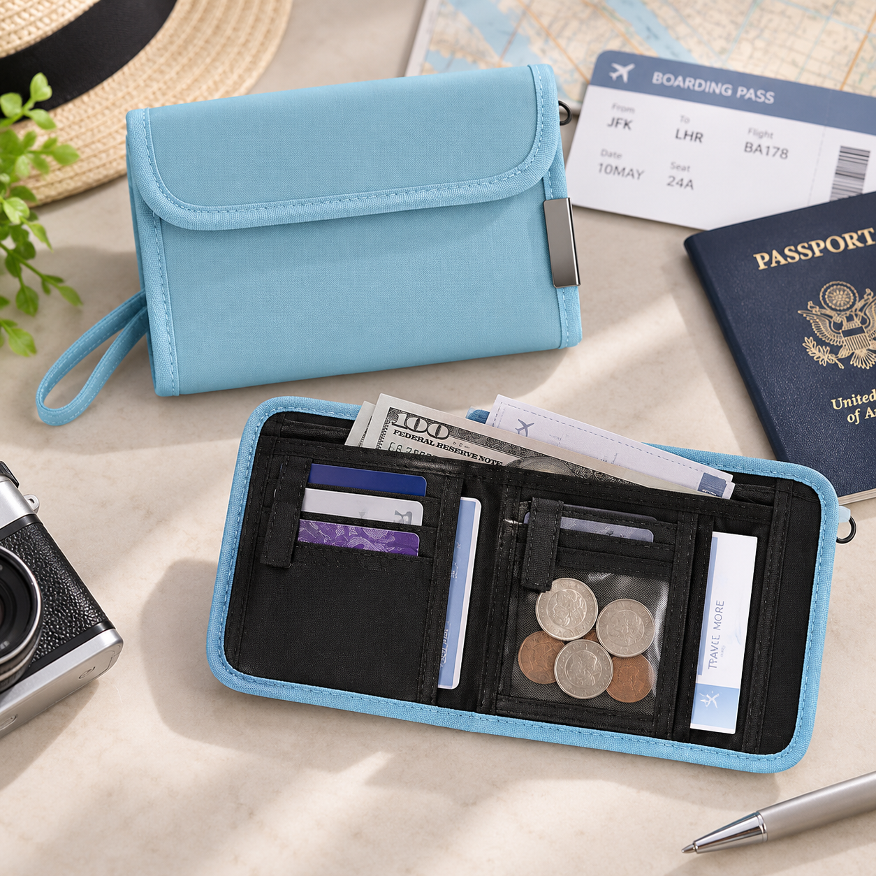 Nylon Multi Slot Travel Card Holder