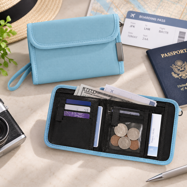 Nylon Multi Slot Travel Card Holder