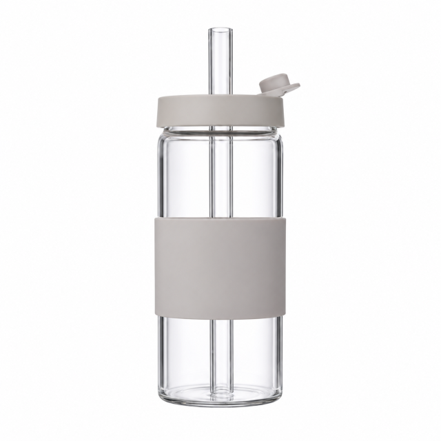 Portable Glass Tumbler With Straw