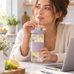 Portable Glass Tumbler With Straw