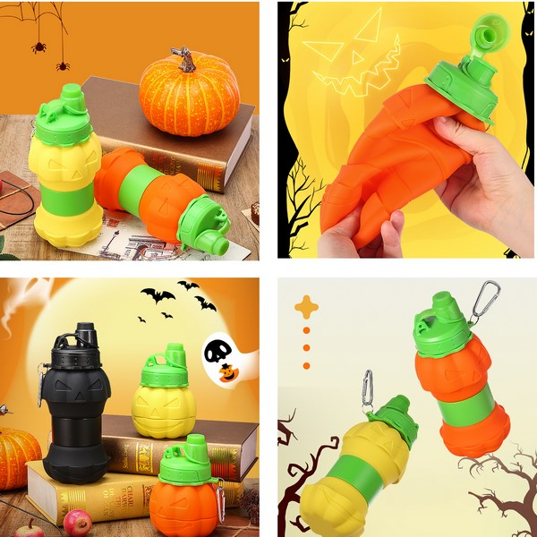Pumpkin-Shaped Collapsible Silicone Bottle