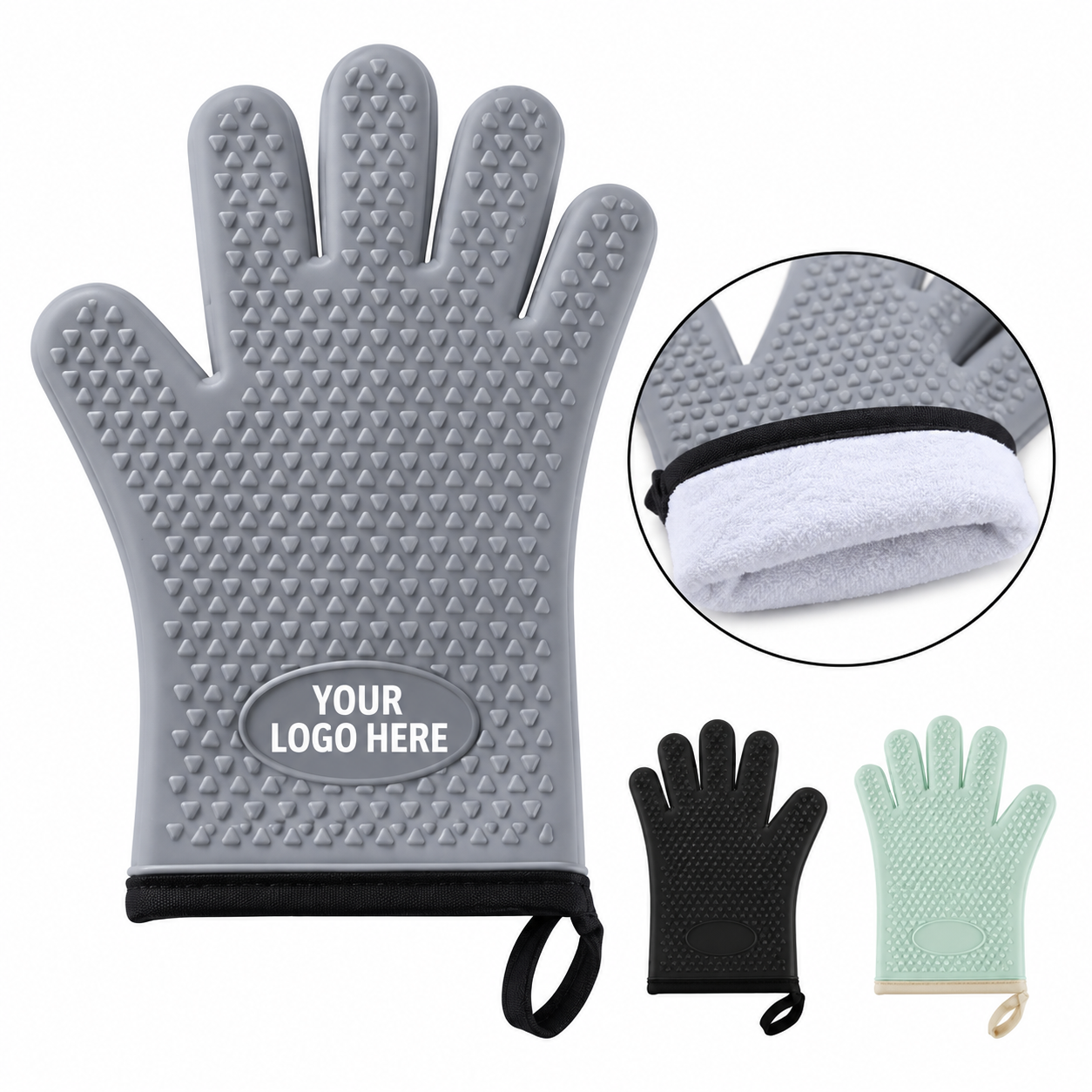 Silicone Cotton Lined Oven Mitts