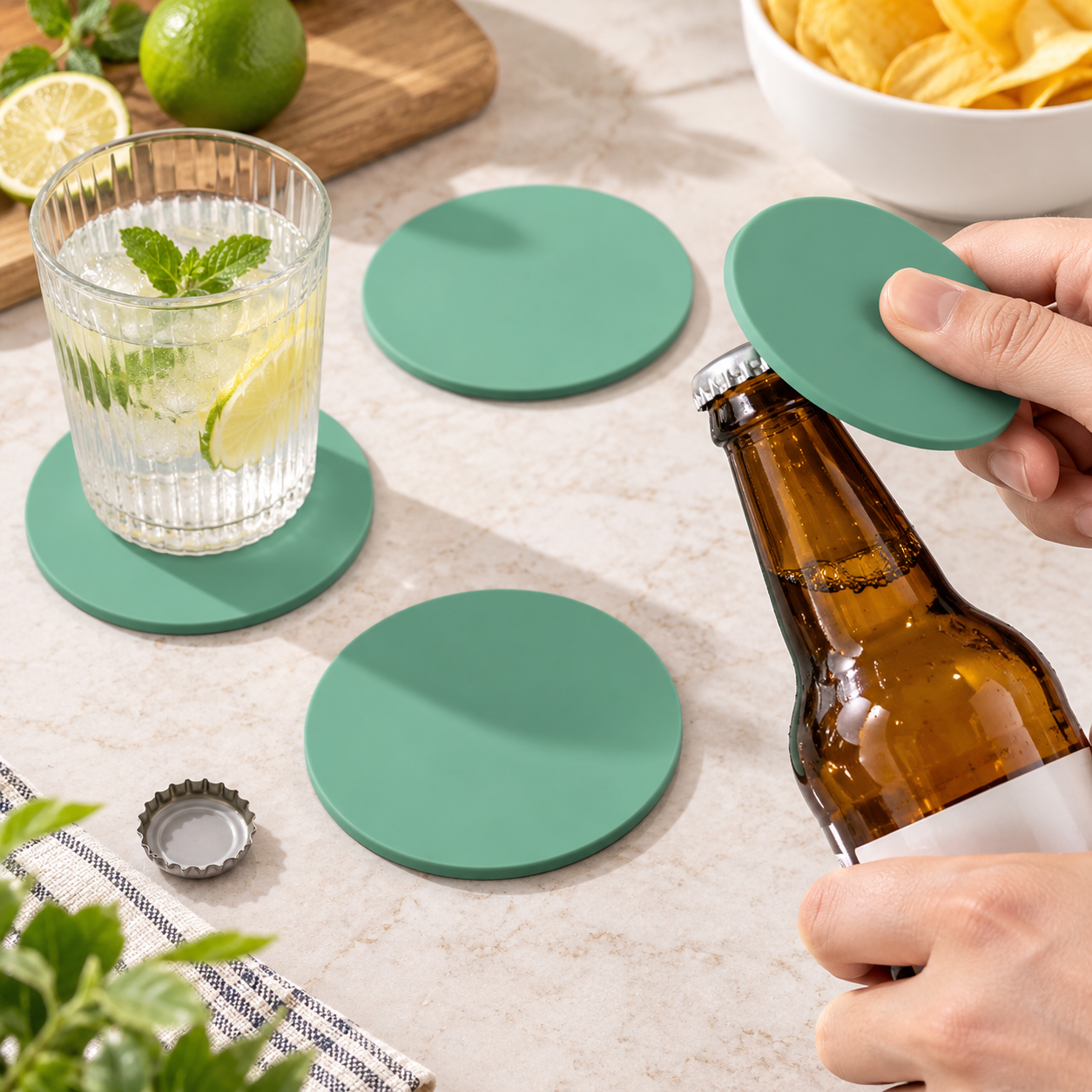 Silicone Non Slip Bottle Opener Coaster