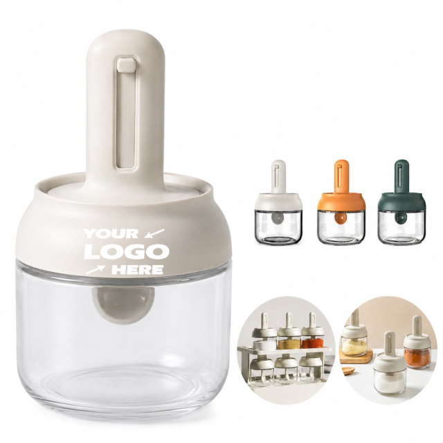 Telescopic Glass Seasoning Jar With Built-In Spoon