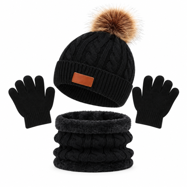 Toddler Acrylic Winter Hat Scarf and Gloves Set
