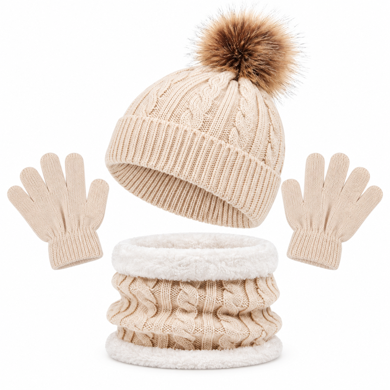 Toddler Acrylic Winter Hat Scarf and Gloves Set
