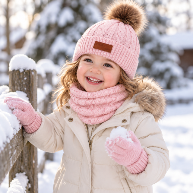Toddler Acrylic Winter Hat Scarf and Gloves Set