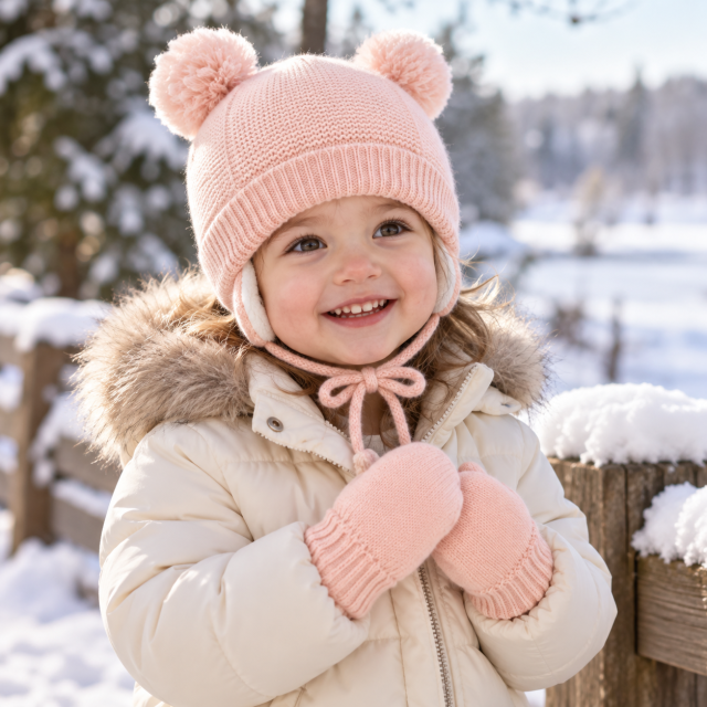 Toddler Knit Winter Hat and Glove Set