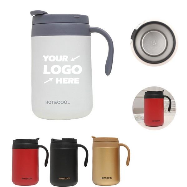 Vacuum-Insulated Hot & Cold Coffee Mug with Handle and Lid