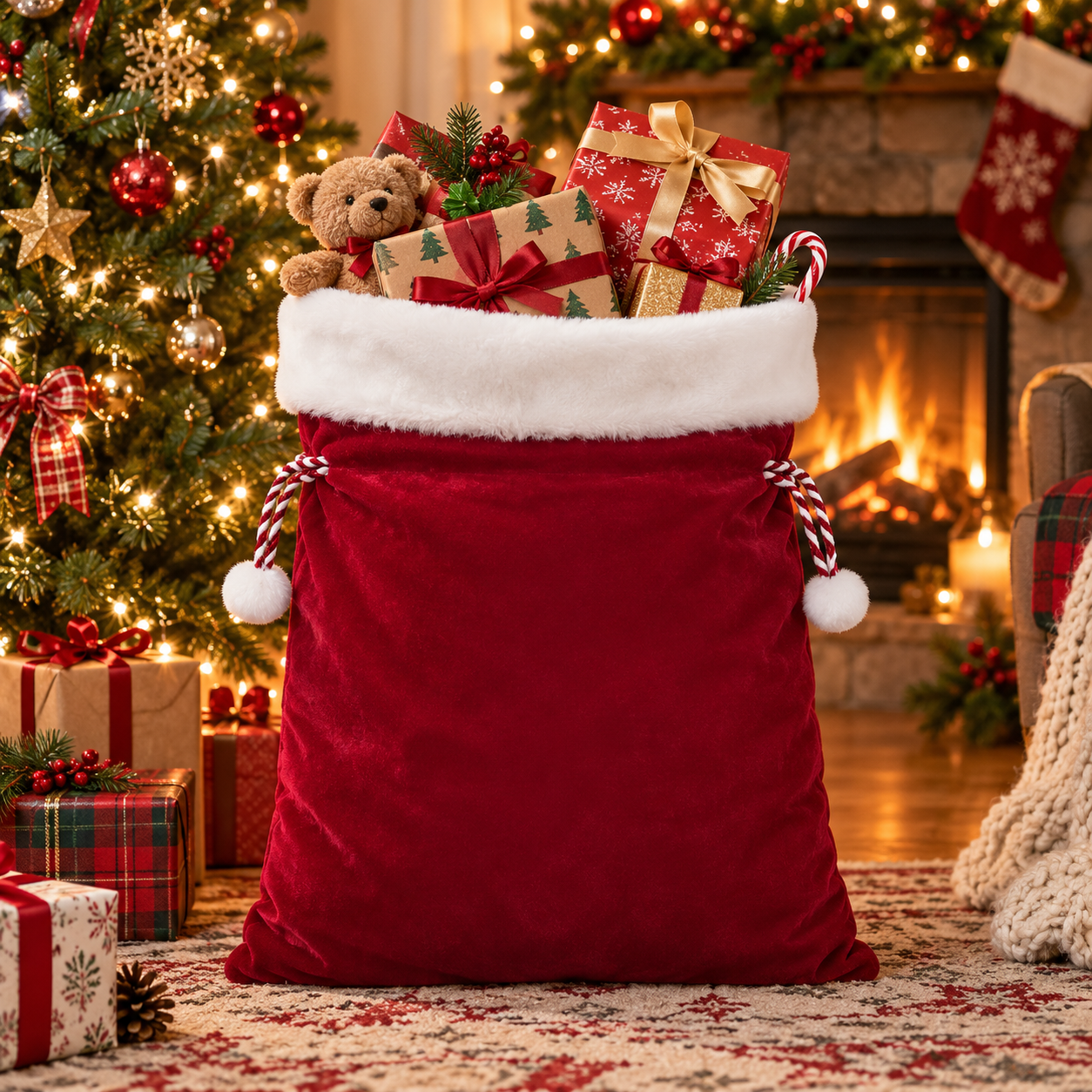 Velvet Christmas Santa Gift Sack