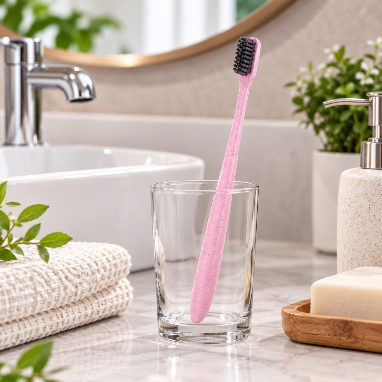 Wheat Straw Soft Bristle Travel Toothbrush
