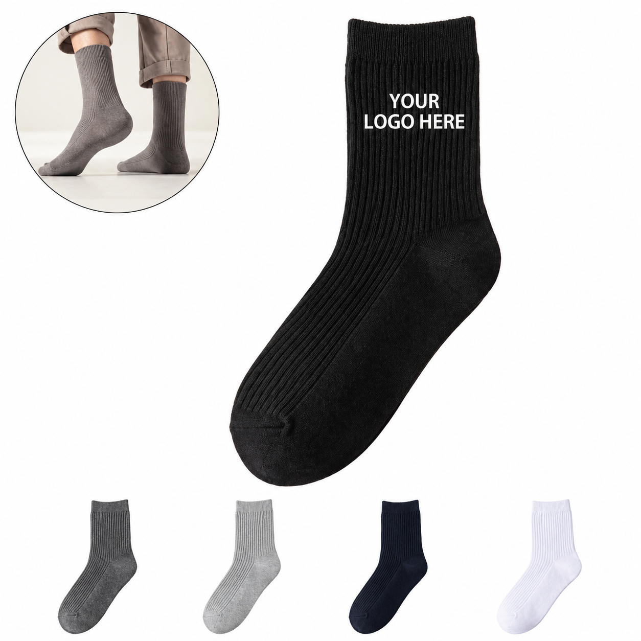 Moisture Wicking Cotton Blend Crew Socks