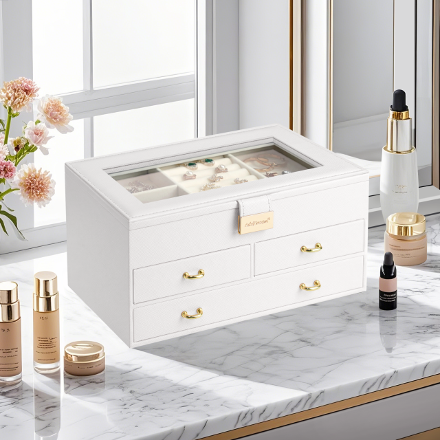 ​Premium Black & White Jewelry Boxes with Crystal-Clear Visibility​