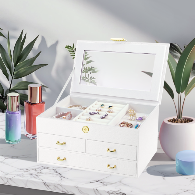 ​Premium Black & White Jewelry Boxes with Crystal-Clear Visibility​