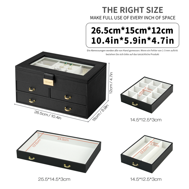 ​Premium Black & White Jewelry Boxes with Crystal-Clear Visibility​
