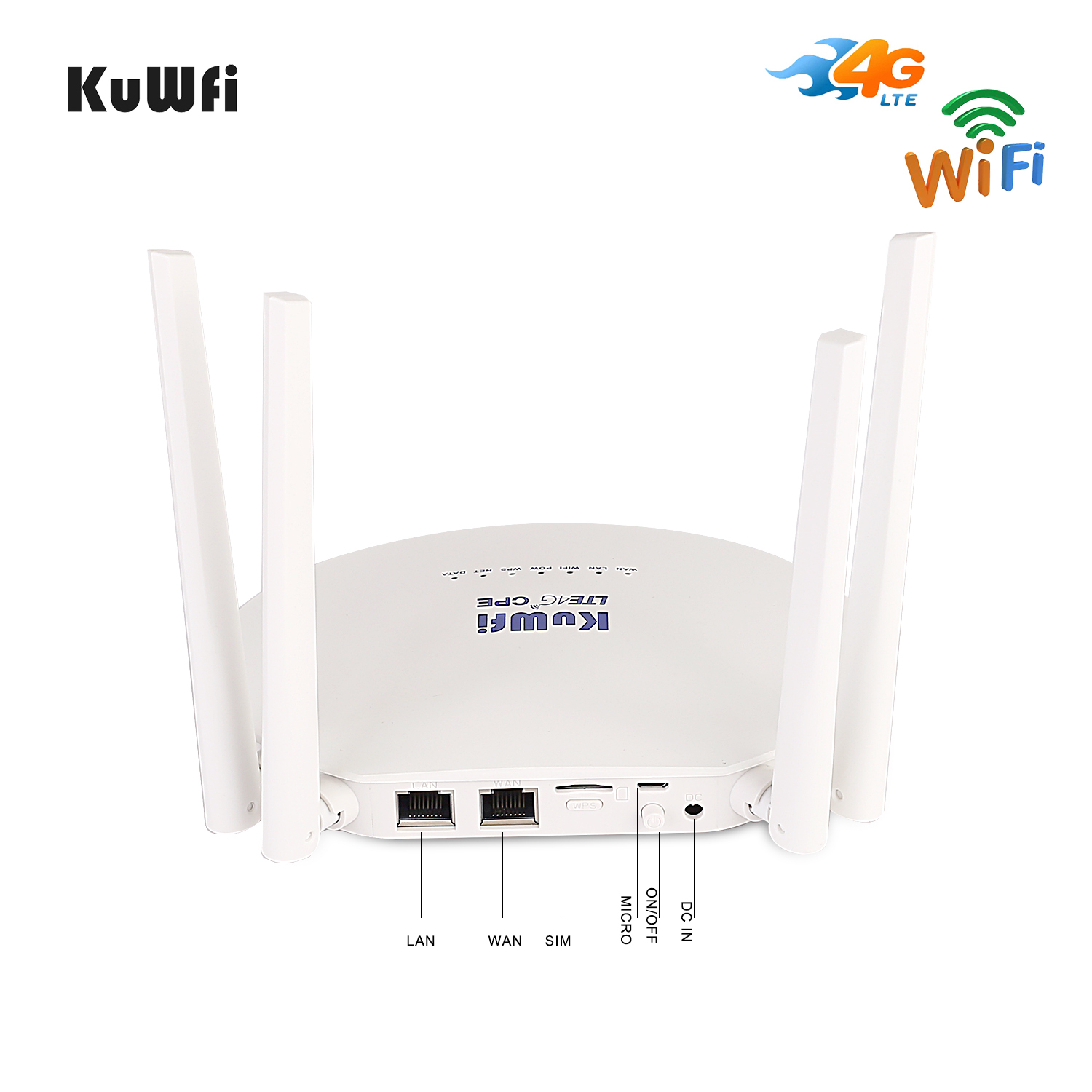 Cat6 4G CPE LTE Router with SIM Card Slot and Powerful 4pcs Non-Detachable Antenna