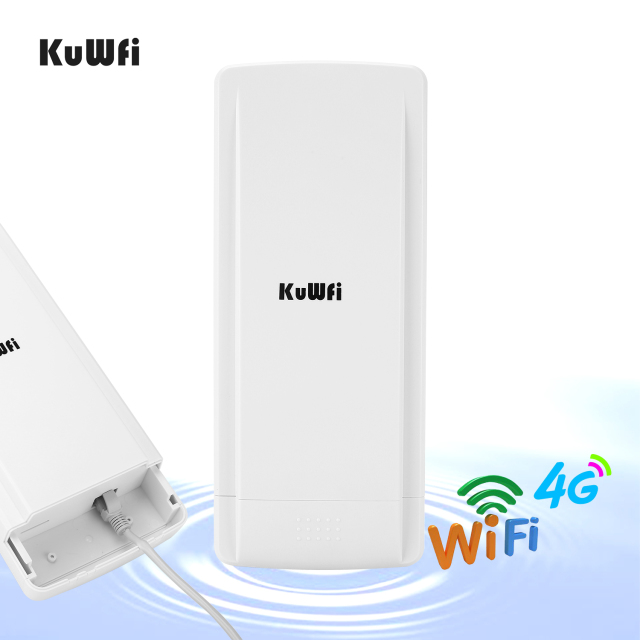 KuWFi Outdoor 4G LTE Router with 48V POE Adapter Outdoor Waterproof 4G LTE CPE Router with Sim Card Slot