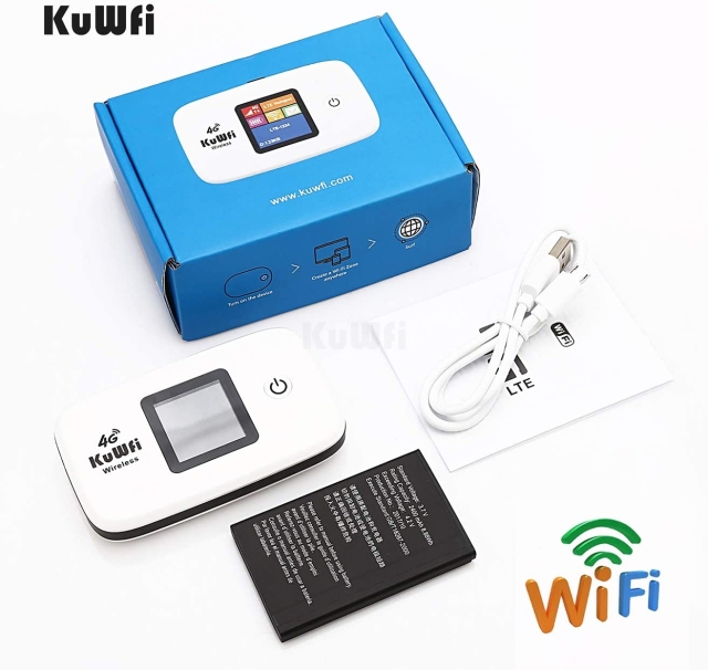 KuWFi 4G LTE Mobile WiFi Hotspot Support10users Router SIM Card for Travel