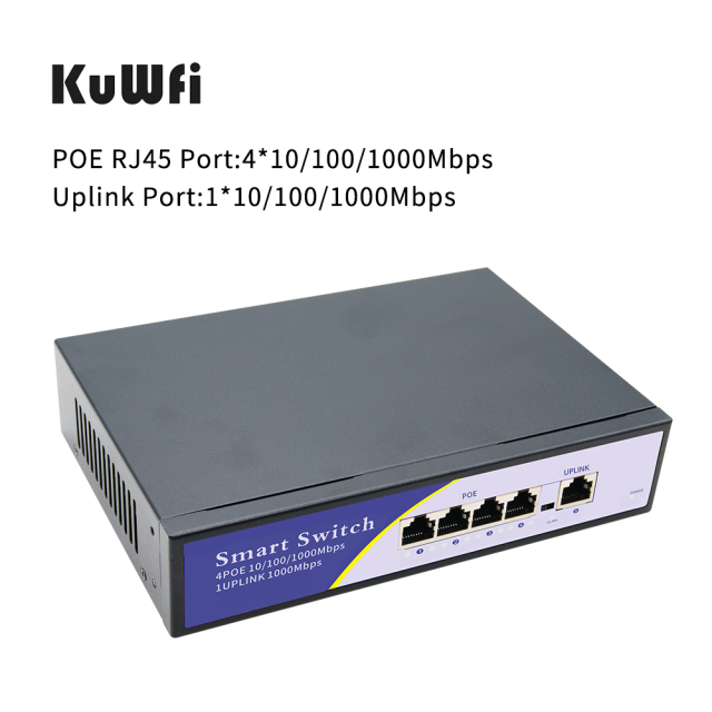 KuWFi 48V Network POE Switch 1000Mbps 6Ports Ethernet IEEE 802.3af/at Switch Suitable for IP camera/Wireless AP/CCTV