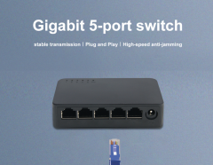 KuWFi 5 Ports Gigabit Switch 10/100/1000Mbps Fast Ethernet Switcher 4K Lightning Protection Smart Switch Support IEEE802.3x