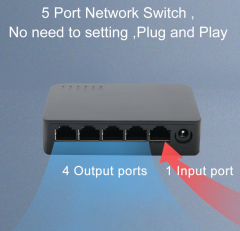 KuWFi 5 Ports Gigabit Switch 10/100/1000Mbps Fast Ethernet Switcher 4K Lightning Protection Smart Switch Support IEEE802.3x