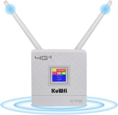 KuWfi 4G Wifi Router CAT4 150Mbps Sim Card External Antennas WAN/LAN RJ45