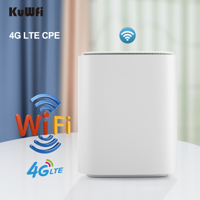 KuWFi Indoor 4G WIFI Router CAT4 150Mbps Mobile WiFi Hotspot Sim Card 32 Users RJ45