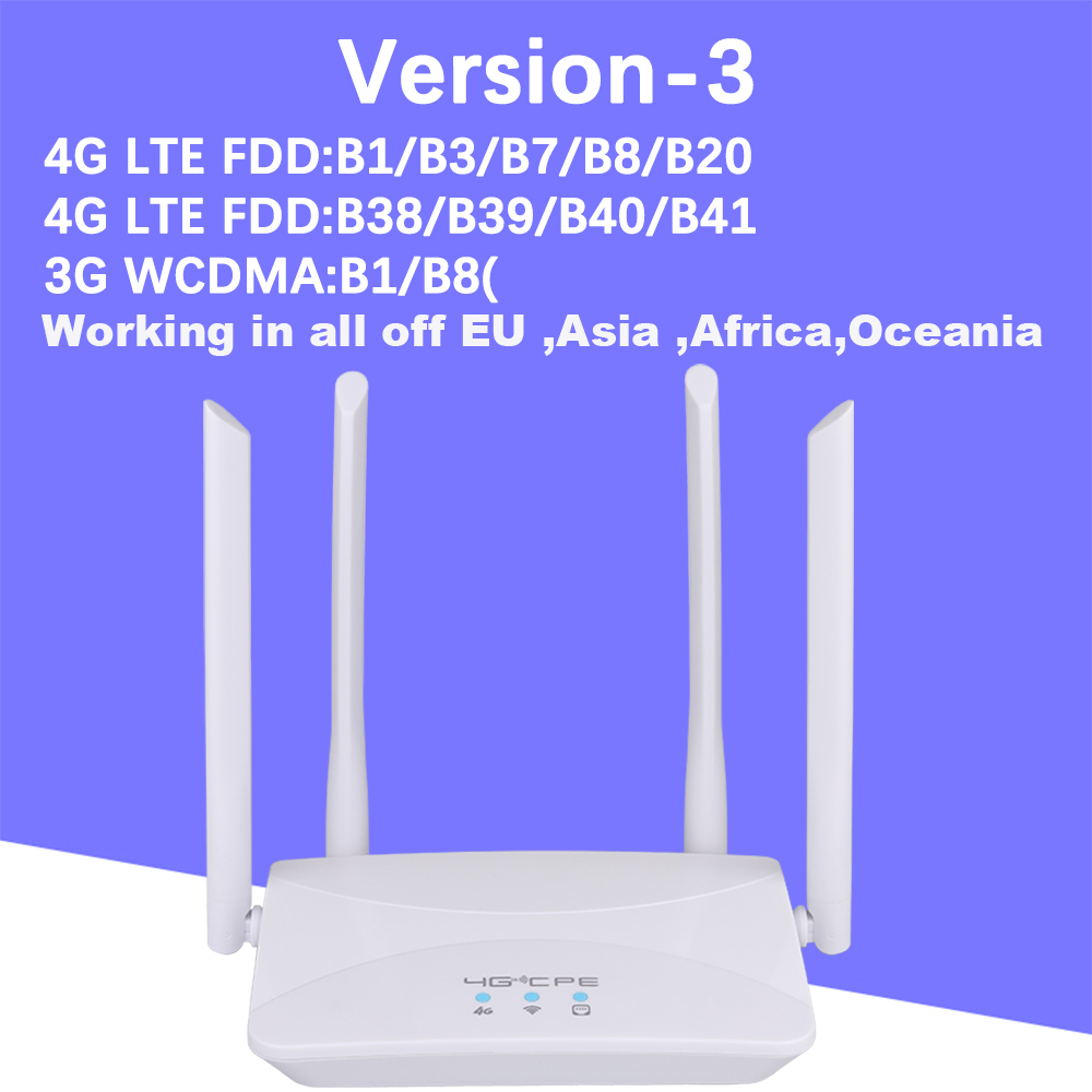 KuWFi 4G LTE CPE Router 150Mbps 3G/4G SIM RJ45 WAN LAN Modem Support 10 Devices