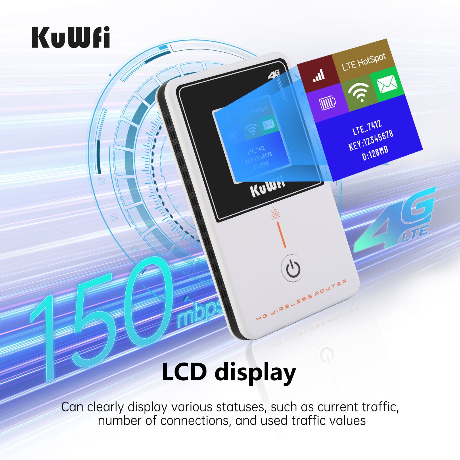 KuWFi wireless router wifi 150mbps 4g lte router with sim card slot unlocked wifi hotspot