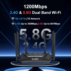 KuWFi Dual Band 4G LTE 1200M WiFi5 Wireless Router with Gigabit Ports