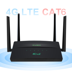 KuWFi CAT6 Wifi Router Dual Band 1200mbps Lte 4g Wifi Router Unlocked Modem Wireless 4g Router with Sim Slot