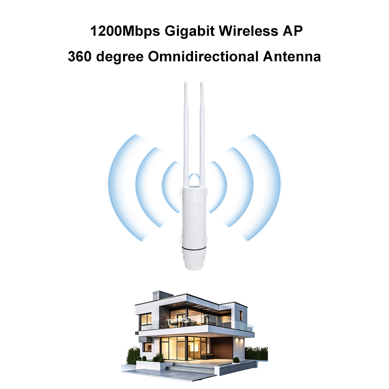 KuWFi 1200Mbps 100-300 meters wifi coverage IP65 waterproof Outdoor Access Point with 1000Mbps port