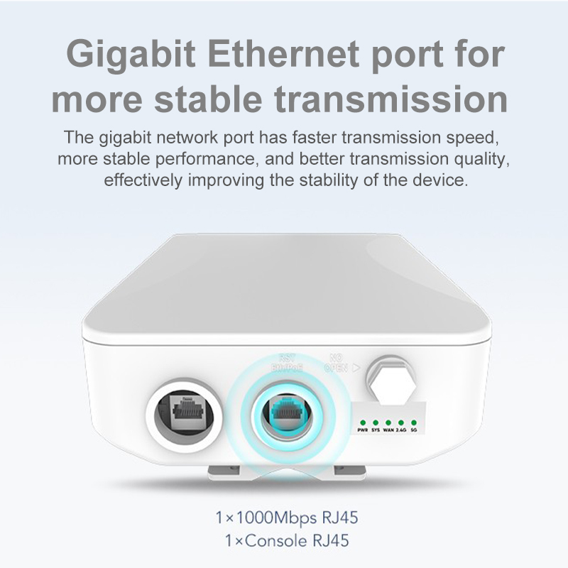 KuWFi Openwrt 1800Mbps Dual Band 100 -300meters IP65 Outdoor Gigabit Wireless Access Point