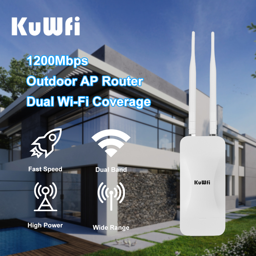 KuWFi 1200Mbps dual band seamless roaming gigabit RJ45 Port IP65 Outdoor waterproof wireless Access Point