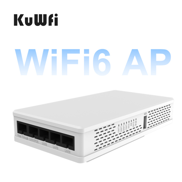 KuWFi Dual Band 3000Mbps Inwall Wifi ap Built in Antenna 128users Wireless Hotel in Wall Access Point for Indoor Use