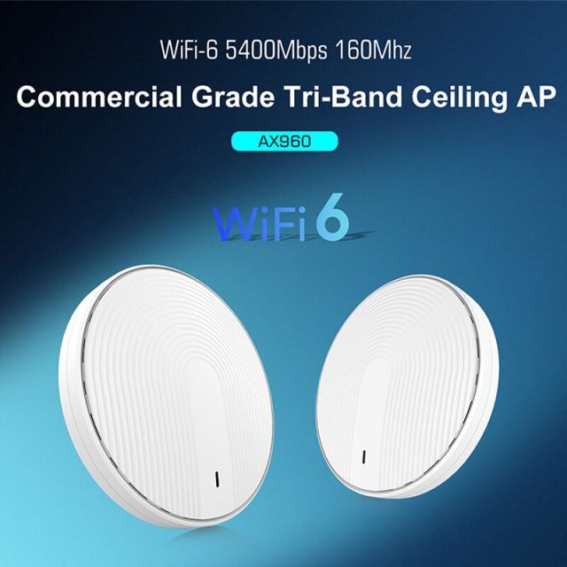 KuWFi Tri-Band 5400Mbps 2.5G WAN Remote Management LED Display Ceiling Access Point For Hotel Use