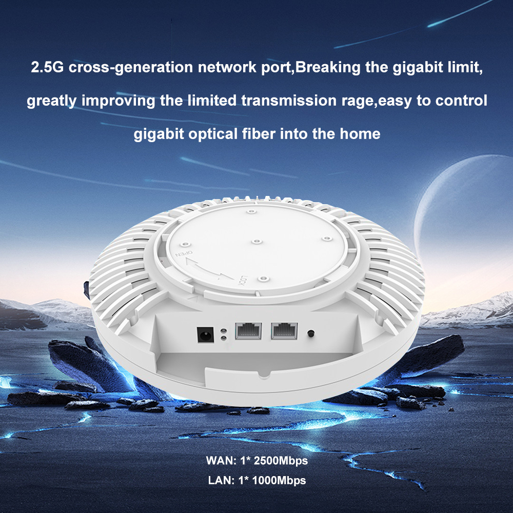 KuWFi Tri-Band 5400Mbps 2.5G WAN Remote Management LED Display Ceiling Access Point For Hotel Use