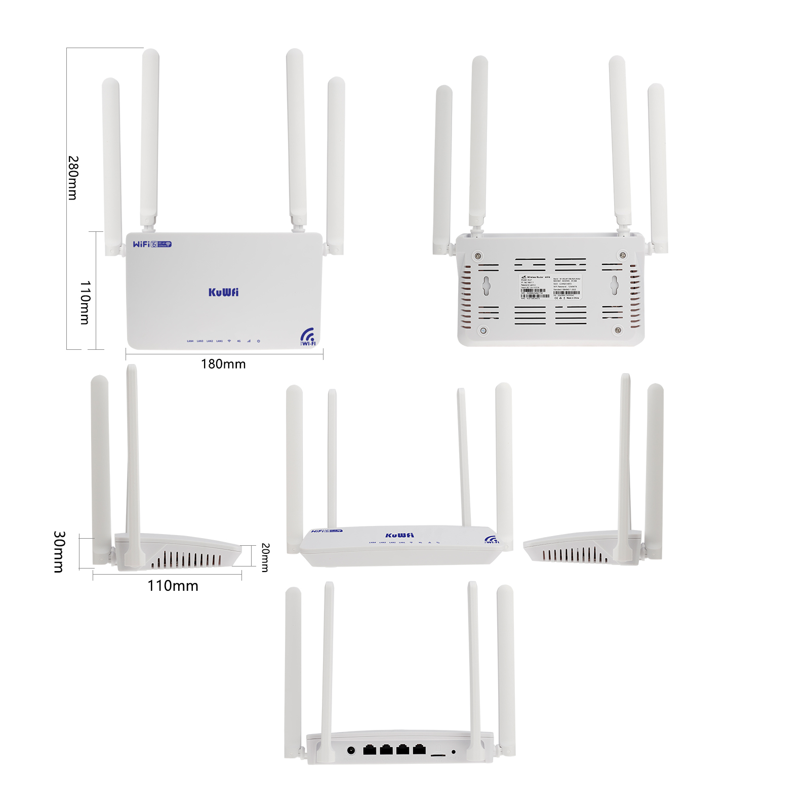 KuWFi Wi-Fi6 Router Support Lock Band Watchdog 4g Wireless SIM Card Router