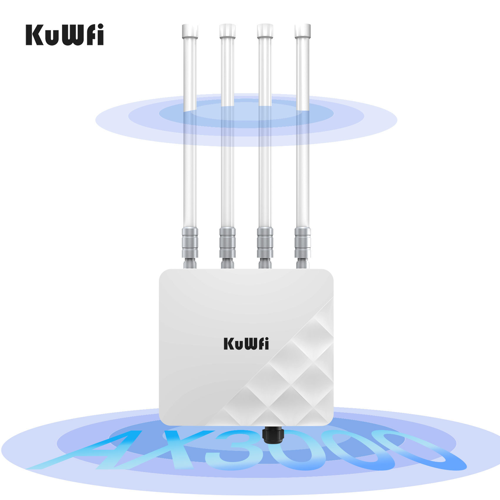 KuWFi WiFi6 3000Mbps 500meters 360 Wifi Full Coverage Gigabit Port Outdoor Access Point for School Use