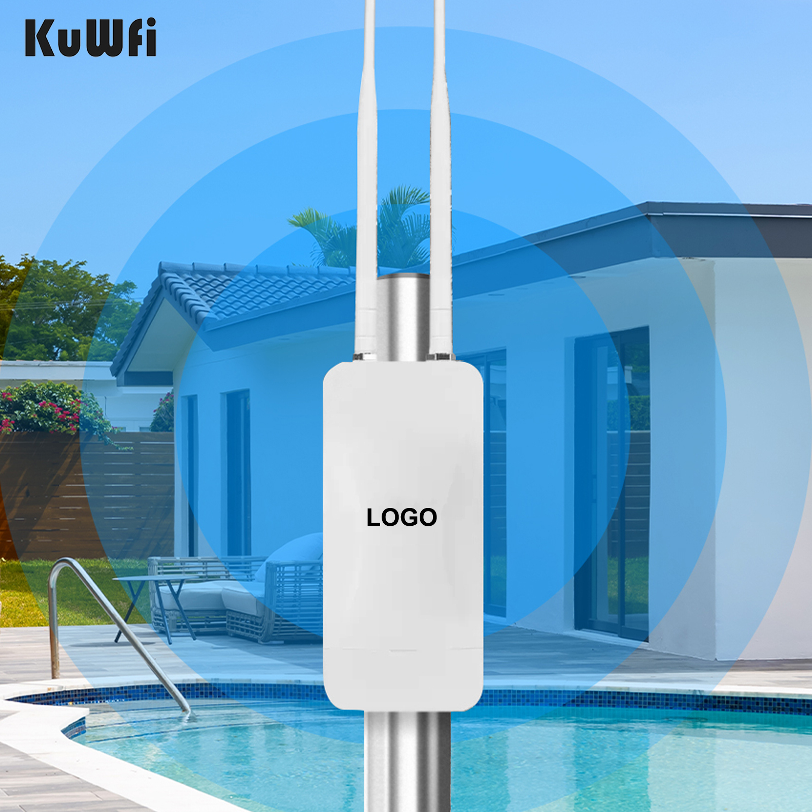 KuWFi 1200Mbps 2.4G&5.8G AP Repeater Mode 100Mbps RJ45 Outdoor Access Point with SMA Antenna
