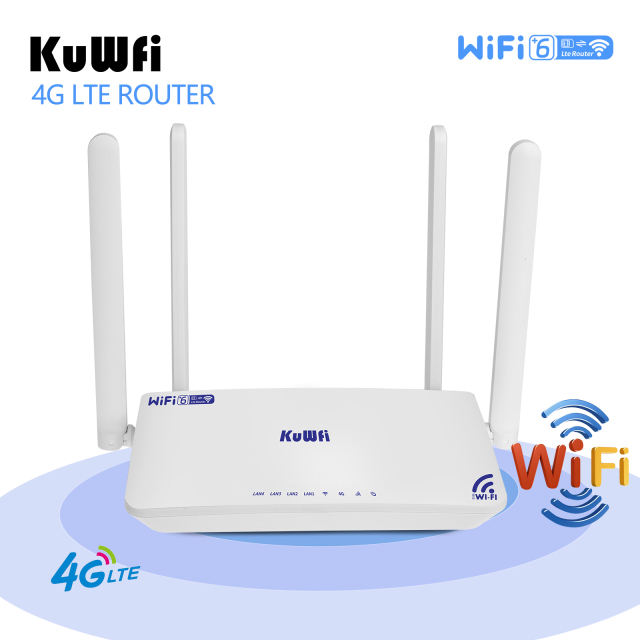 KuWFi Wi-Fi6 Router Support Lock Band Watchdog 4g Wireless SIM Card Router
