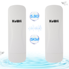 KuWFi Wireless Bridge 5-8KM 5.8G Point to Point Outdoor CPE Cloud Management WiFi Bridge for Solar Sites Camera