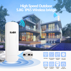 KuWFi Wireless Bridge 5-8KM 5.8G Point to Point Outdoor CPE Cloud Management WiFi Bridge for Solar Sites Camera