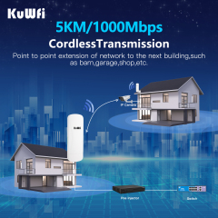 KuWFi Wireless Bridge 5-8KM 5.8G Point to Point Outdoor CPE Cloud Management WiFi Bridge for Solar Sites Camera