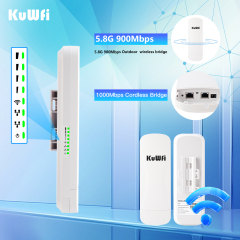 KuWFi Wireless Bridge 5-8KM 5.8G Point to Point Outdoor CPE Cloud Management WiFi Bridge for Solar Sites Camera